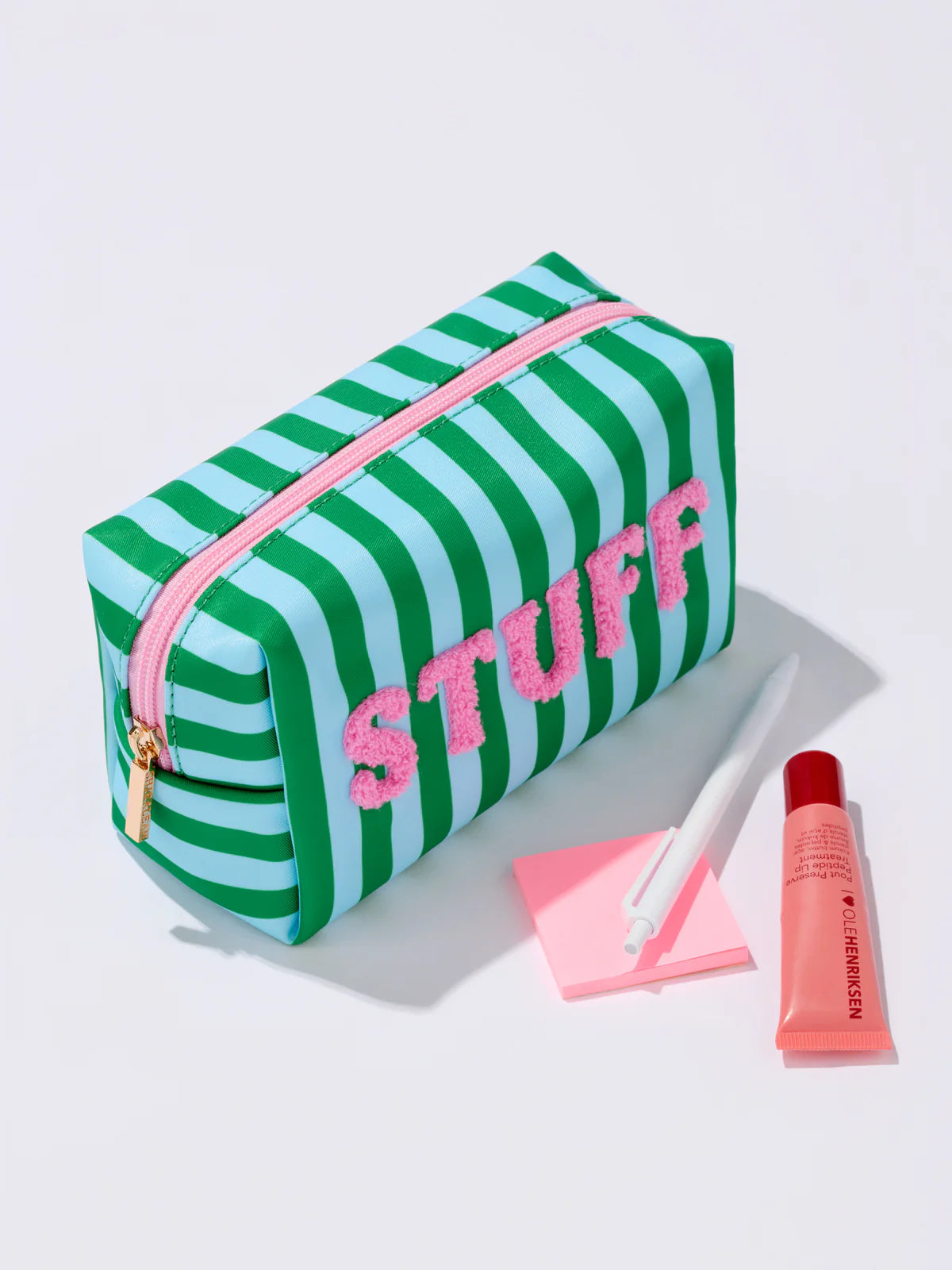 "Stuff" Small Zip Pouch Turquoise