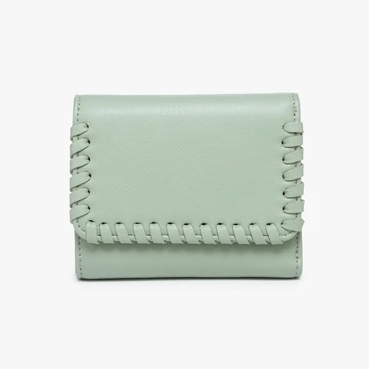 Logan Whipstitch Tri-Fold Wallet Sage