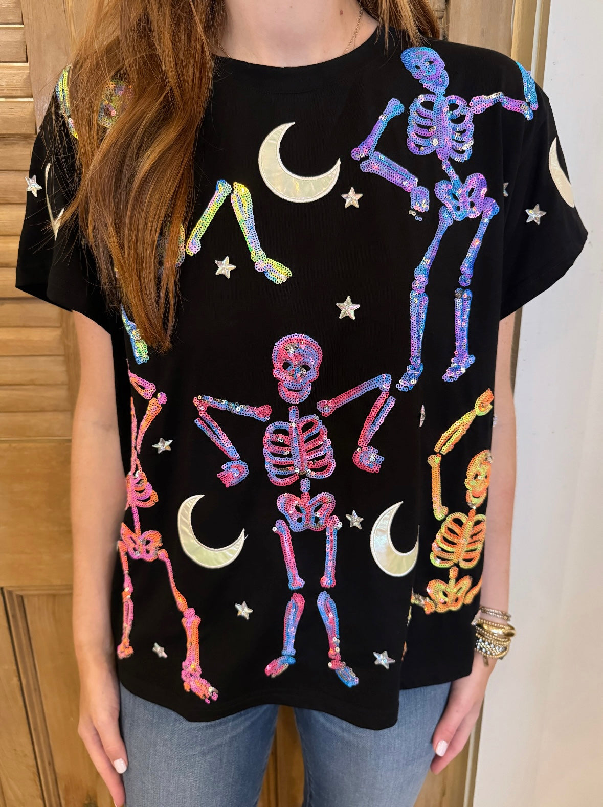 Black & Multi Dancing Skeleton Tee