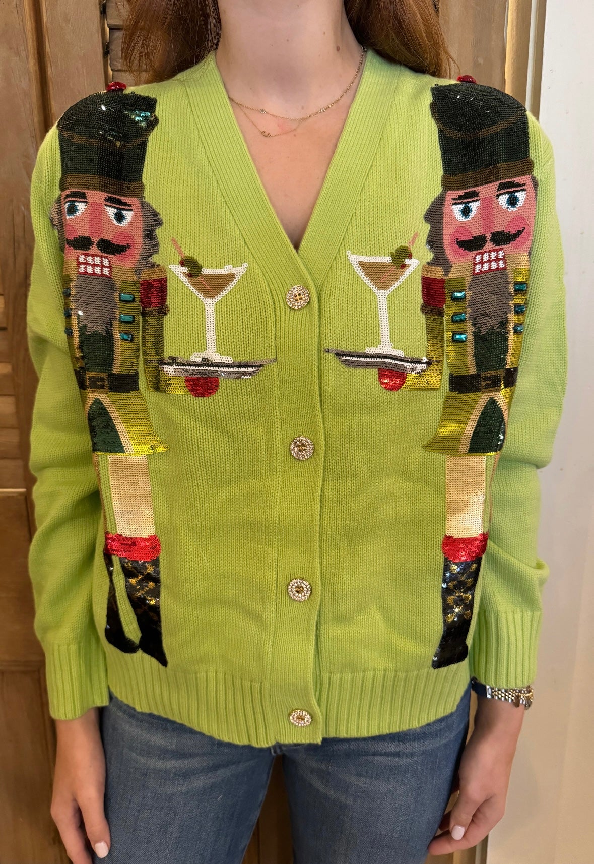 Pale Green Nutcracker Martini Nutcracker Cardigan