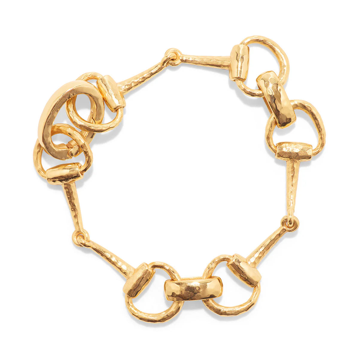 Equestrian Snaffle Bit Bracelet, 8" Gold