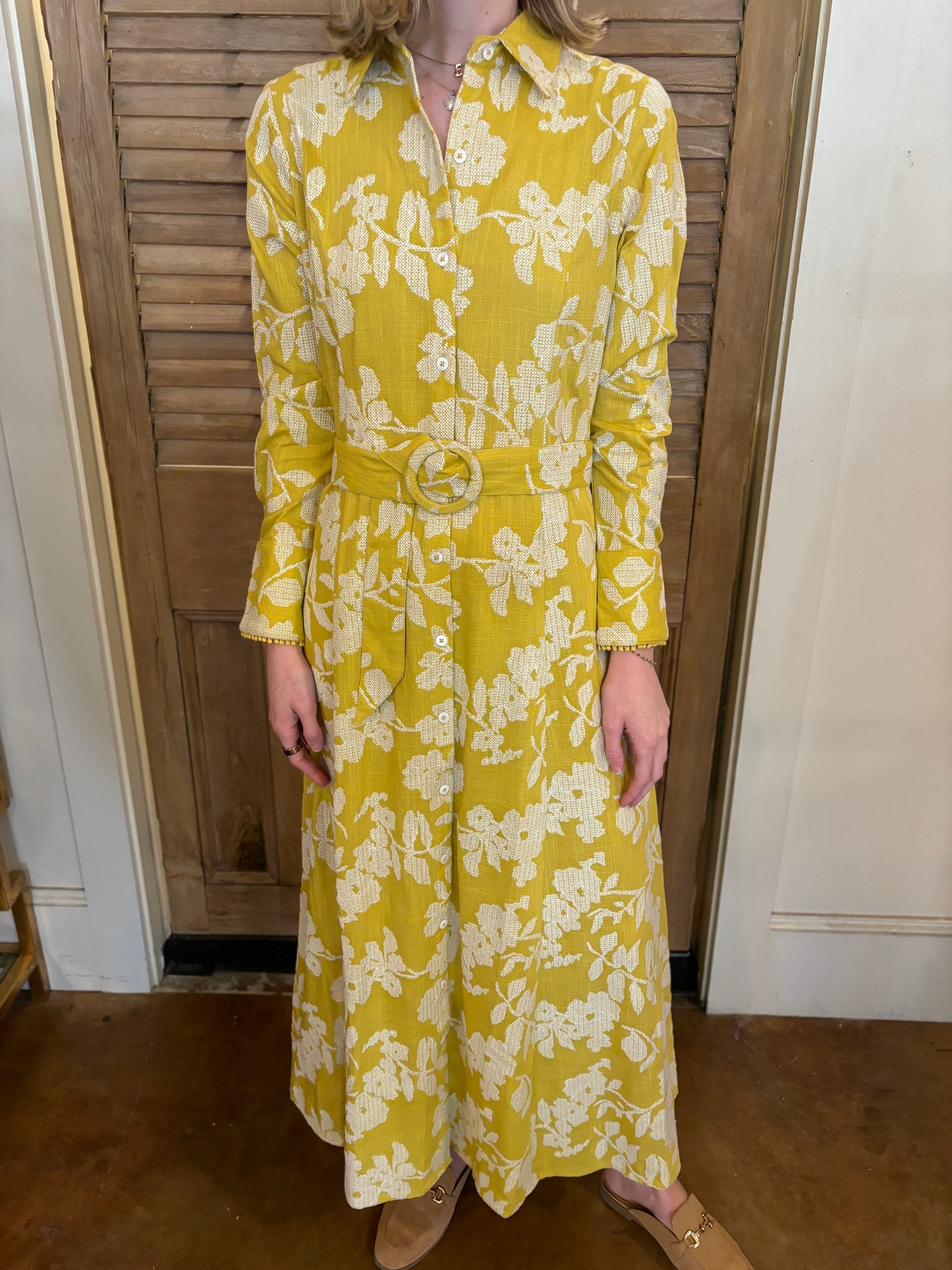 Princess Seam Long Sleeve Dress Yellow Crosstitch