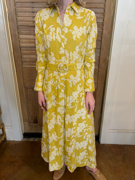 Princess Seam Long Sleeve Dress Yellow Crosstitch