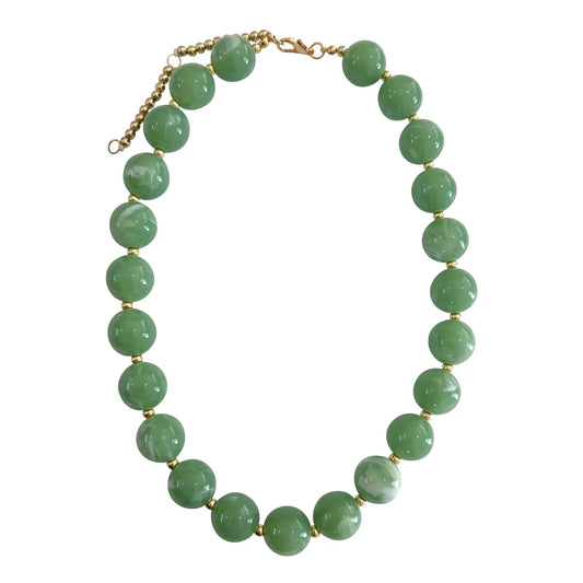Avery Chunky Beaded Necklace Sage Green