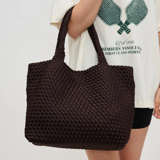 Medium Woven Neoprene Tote Chocolate