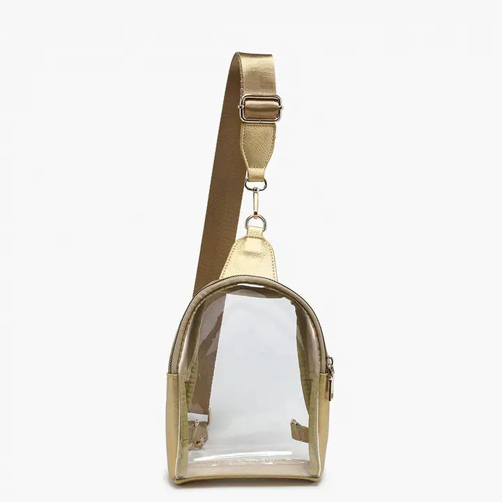 Ellen Clear/Gold Sling Bag w/Removable Guitar Strap