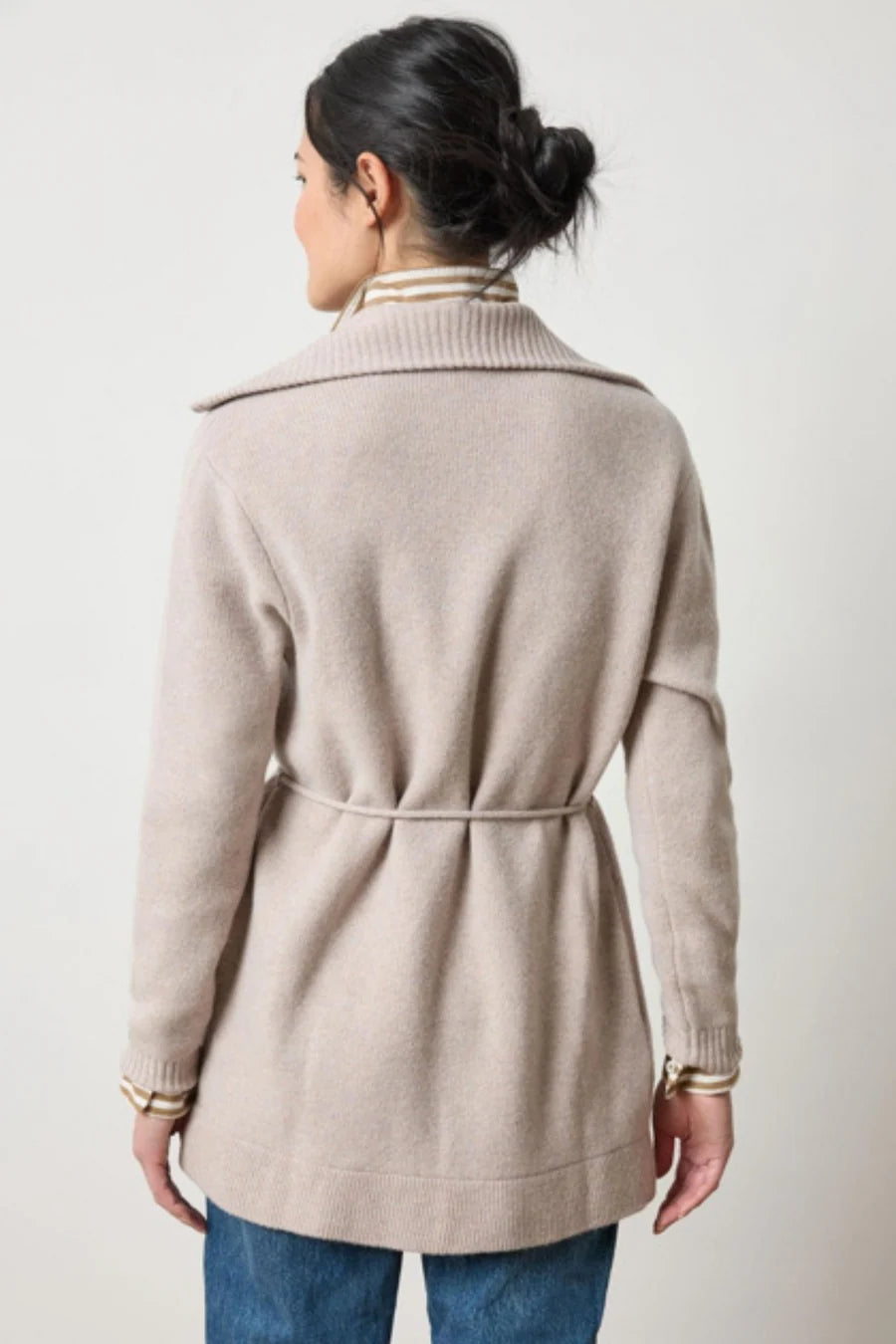 Notch Collar Open Cardigan Quartz