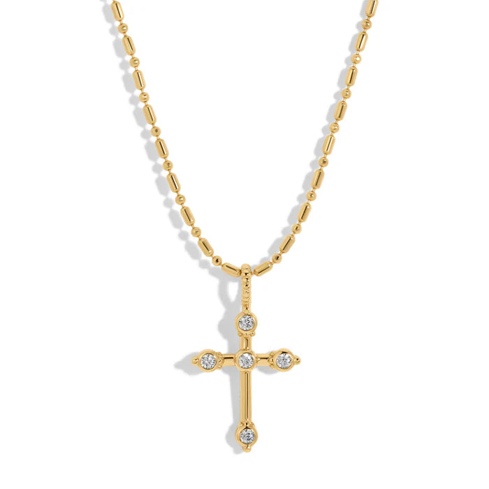 Bezel CZ Gold Cross Necklace