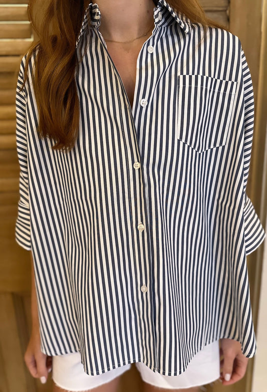 Abby Swing Top Navy Stripe