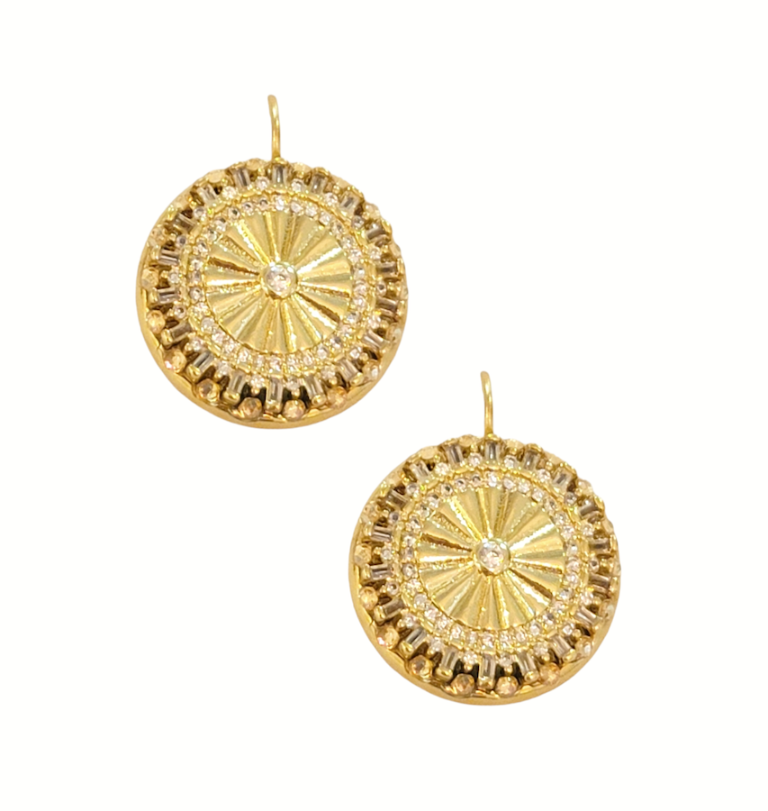 Renewed Gold Coin Round Earrings