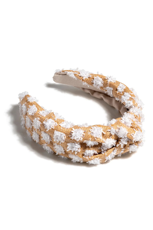 Tufted Straw Knotted Headband White
