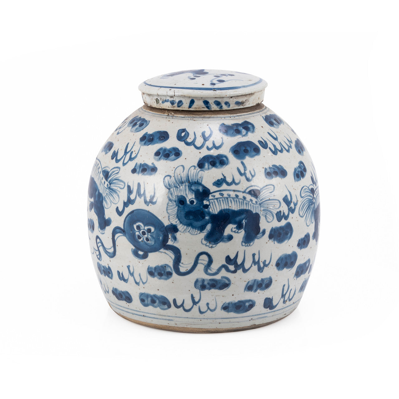 Vintage Ming Jar Lion Motif Sm