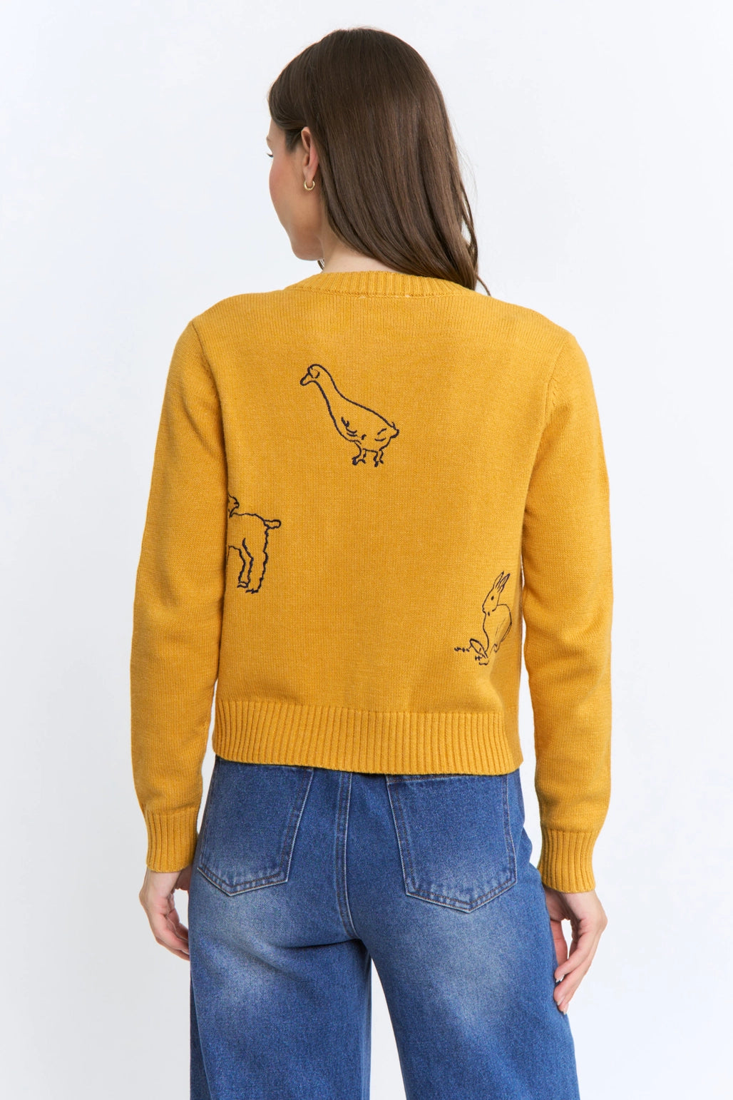 Cardigan with Animal & Nature Motifs