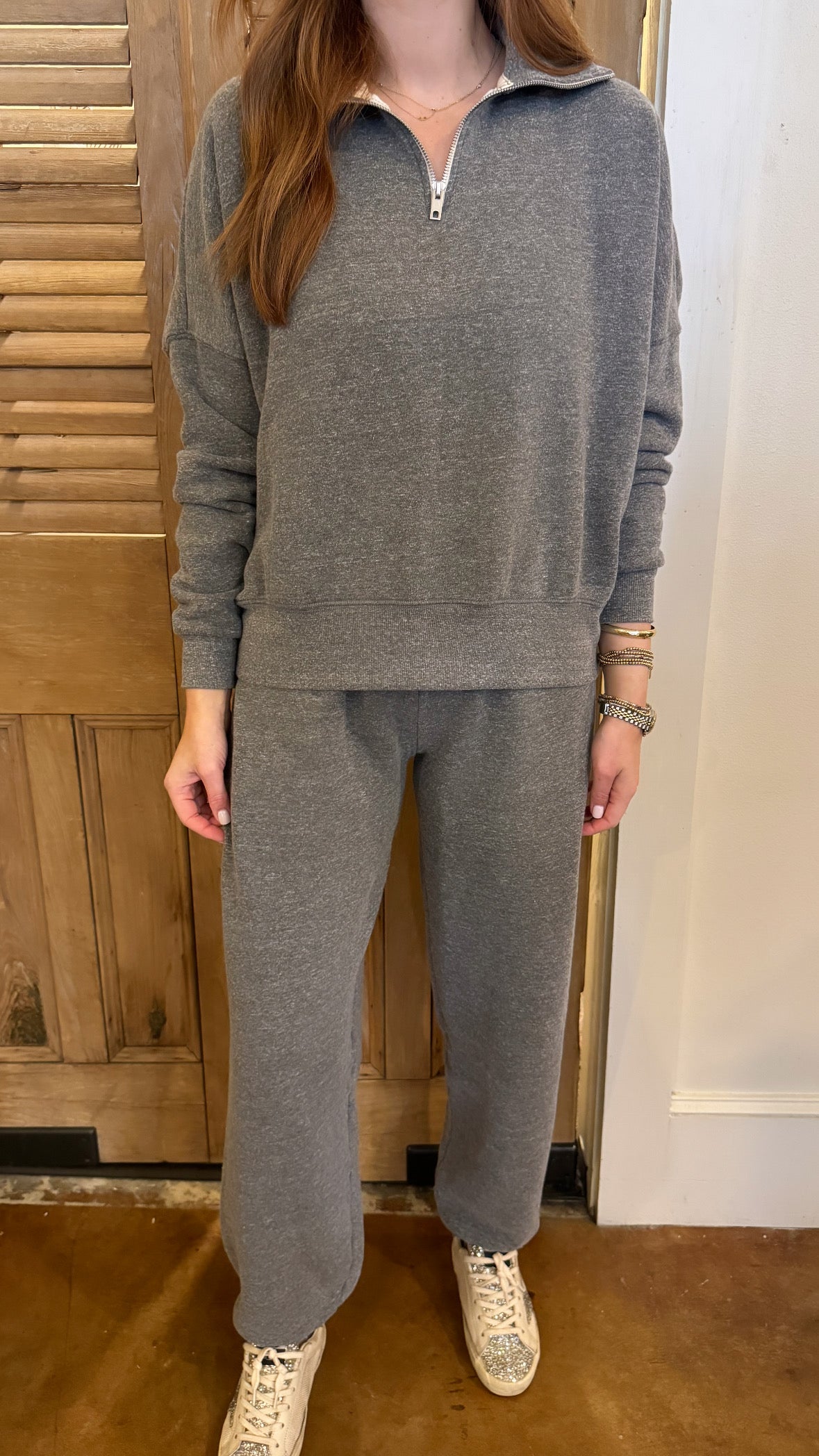 Luxe Fluff Fleece Half Zip Heather Grey