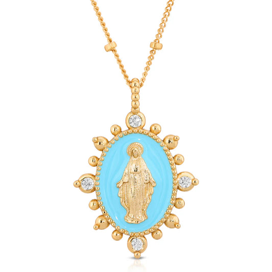 Lady Lourdes Pendant in Aqua