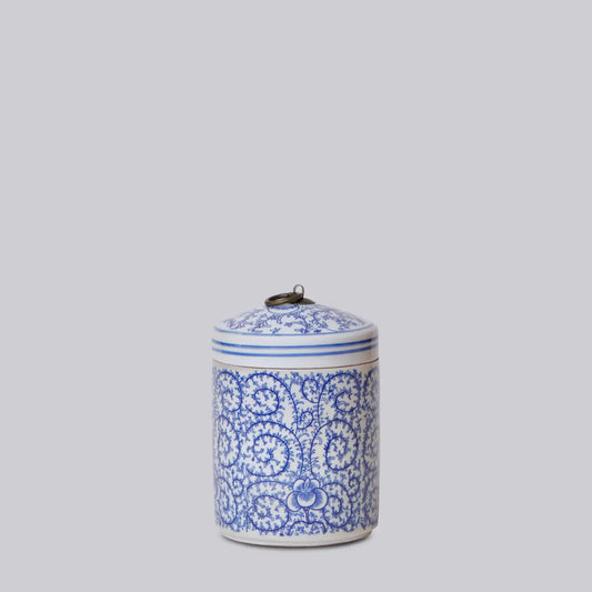 BW Porcelain Scrolling Peony Storage Jar