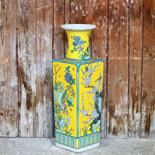 Famille Jaune Four Seasons Porcelain Mallet Vase