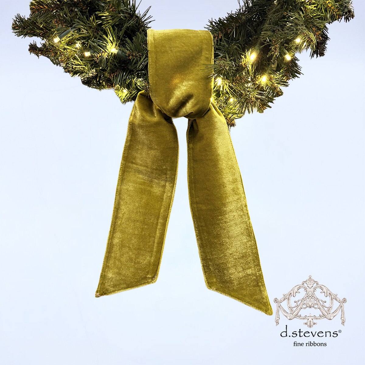 4" x 56" Velvet Sash Metallic Gold Back Green