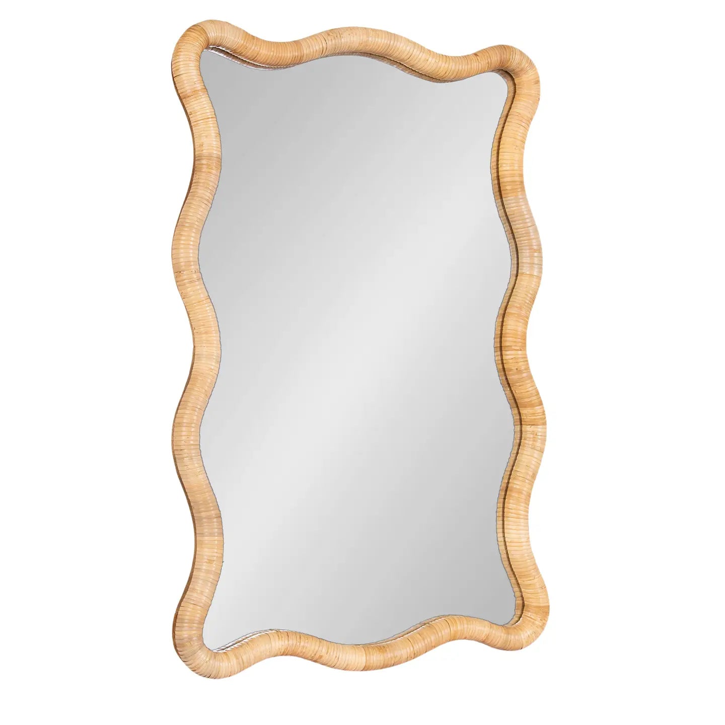Rahfy Rattan Rectangle Scallop Mirror Natural