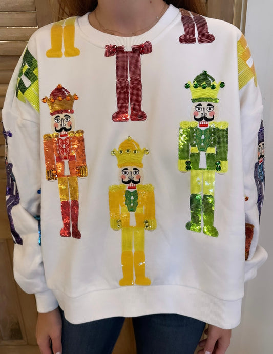 White & Rainbow Scatter Nutcracker Sweatshirt