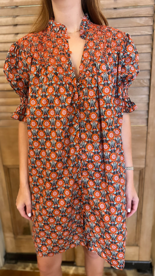 Lyle Dress Orange Print