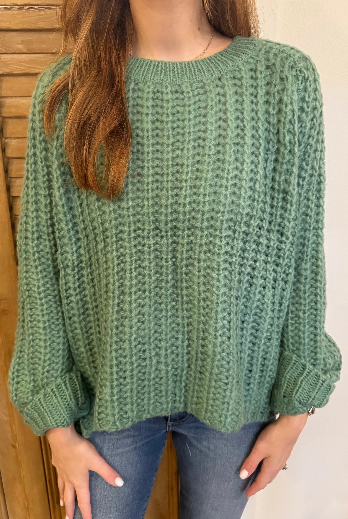 Cropped Rails Chunky Crew Irish Green