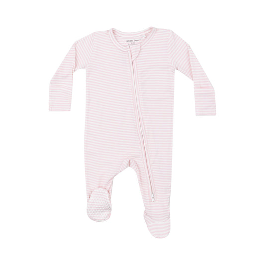 Light Pink Stripe 2 Way Zipper Footie