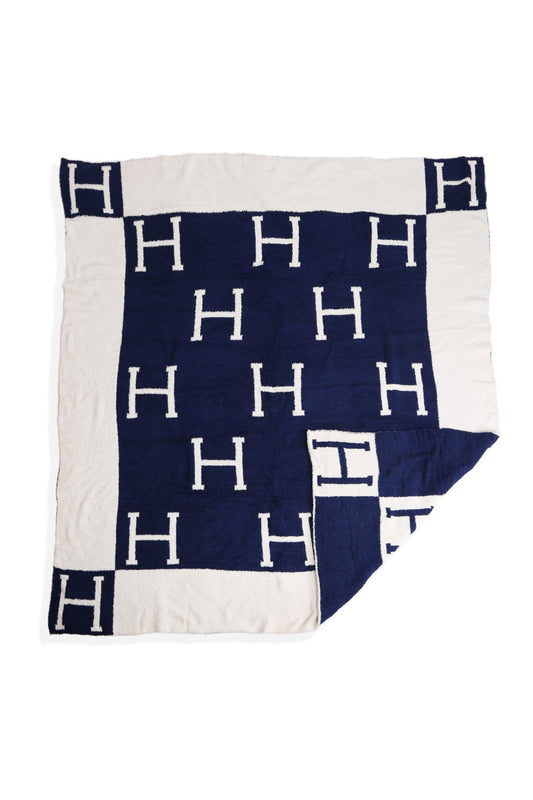 H Cozy Reversible Blanket Navy