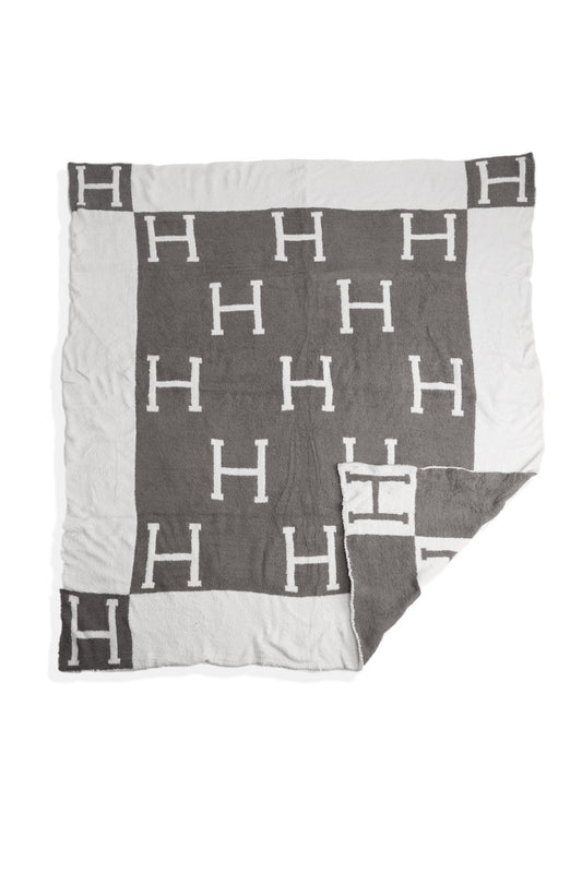 H Cozy Reversible Blanket Gray
