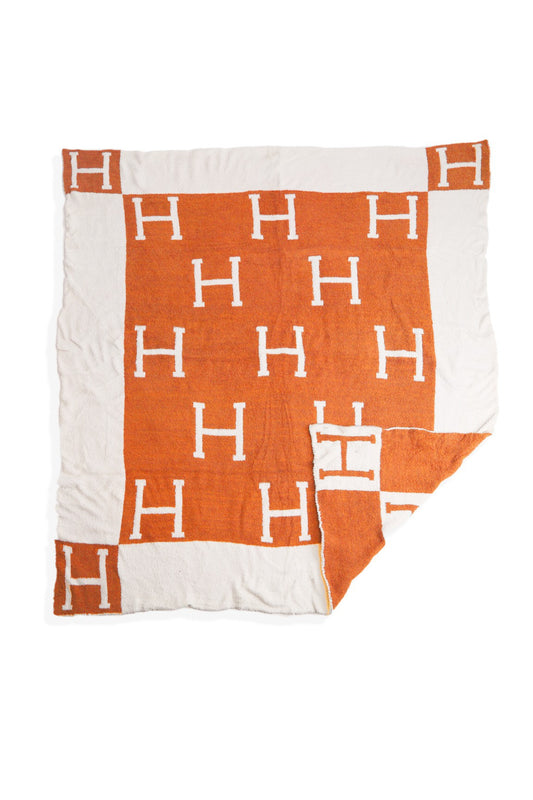 H Cozy Reversible Blanket Orange