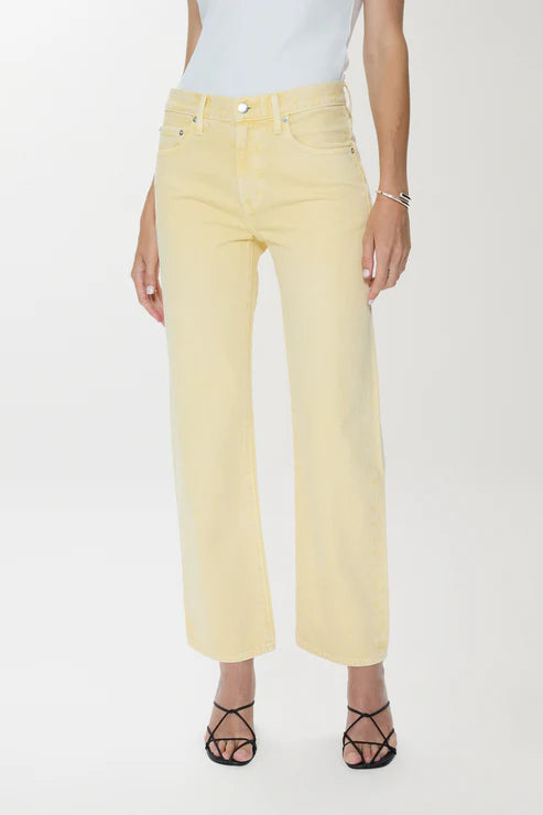 Lexi Mid Rise Bowed Straight Jean Day Glow
