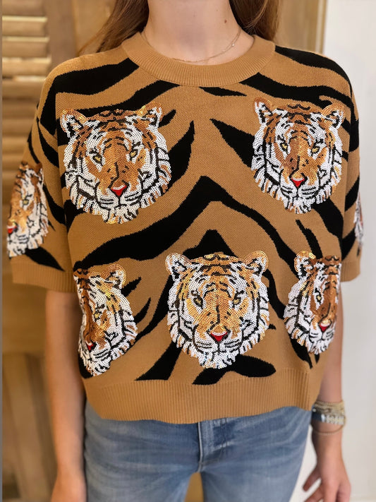 Scatter Tiger Head SS Sweater