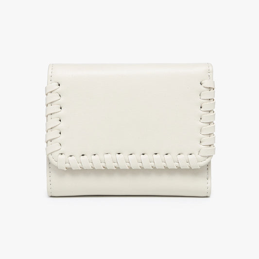 Logan Whipstitch Tri-Fold Wallet Off White