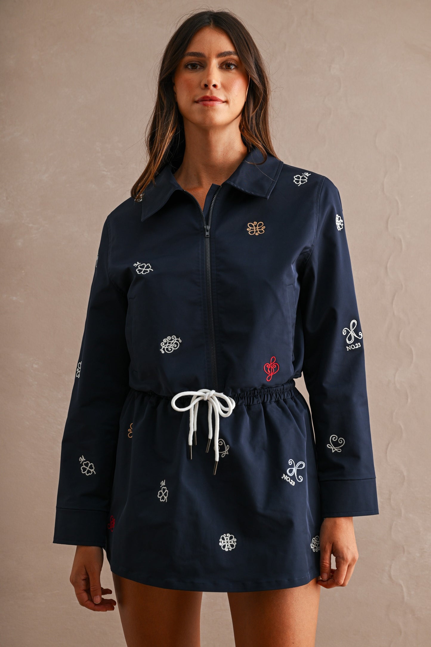 Embroidery Active Shirt & Skort Set Navy