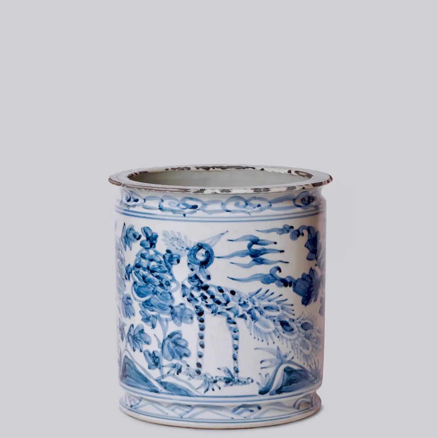 Rustic Peacock Blue and White Porcelain