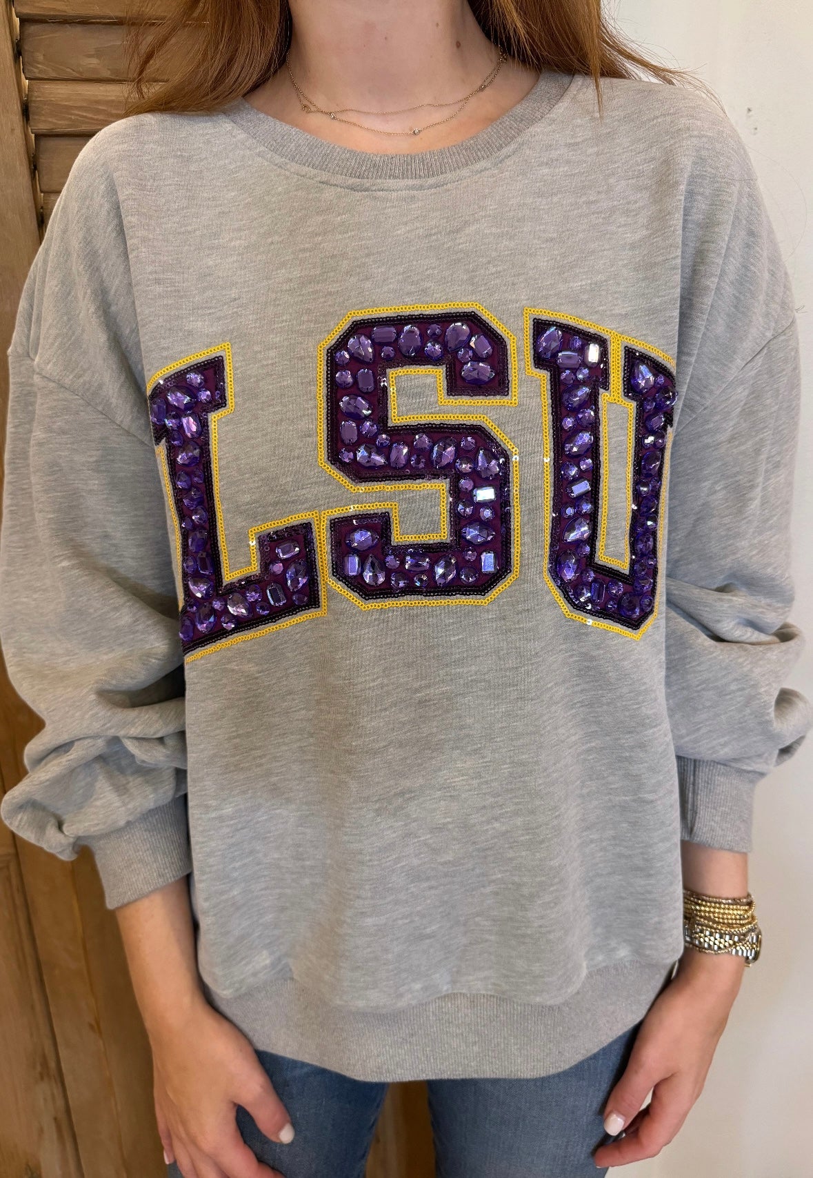 LSU Jeweled Letter Sweatshirt