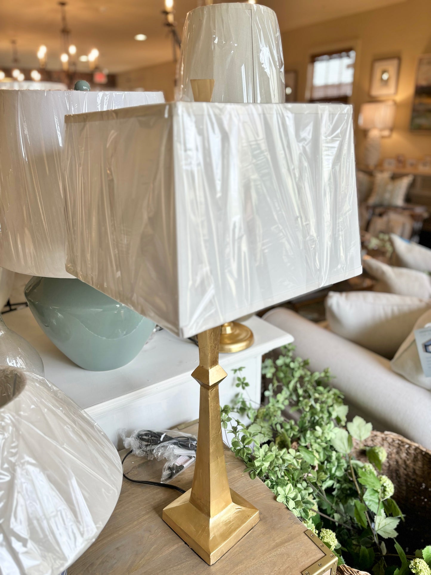 Zane Gold Lamp w/ Square Shade