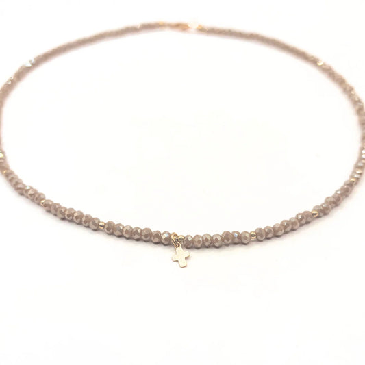The Little Luxe Cross Necklace Champagne