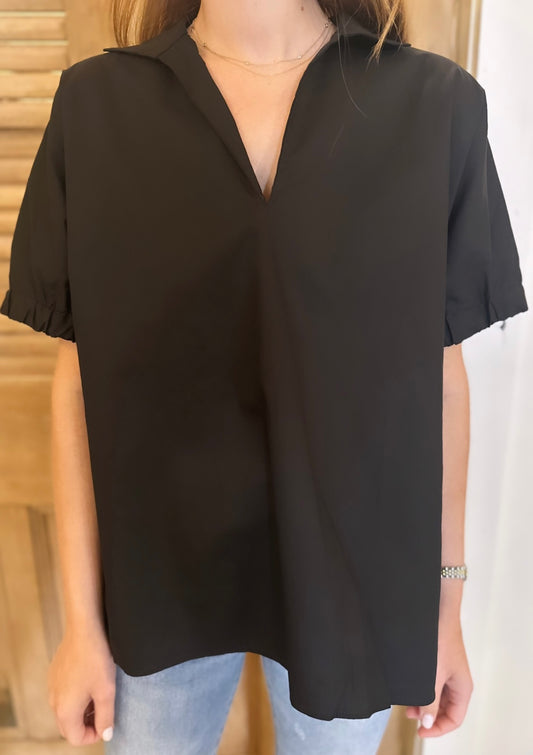 Betsy Collar Top Black