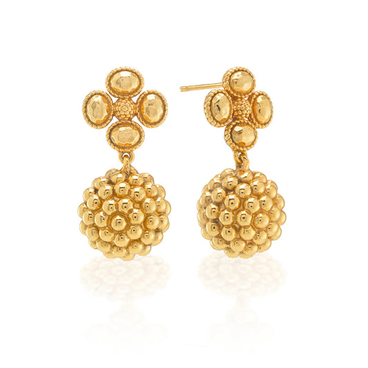 Berry Clover Drop Earrings Gold