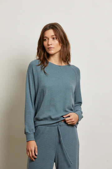 Brushed Waffle Long Sleeve Raglan Crew Slate