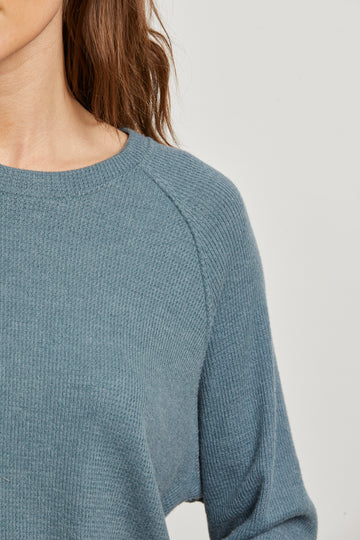 Brushed Waffle Long Sleeve Raglan Crew Slate