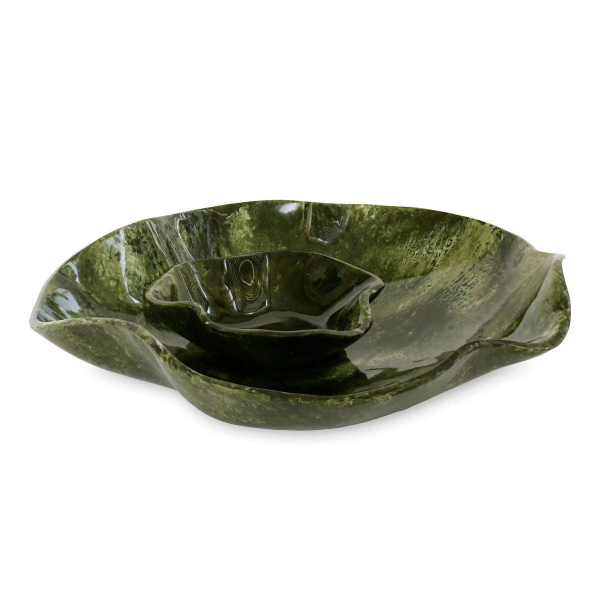 Resin Malachite Bowl with Dip Green