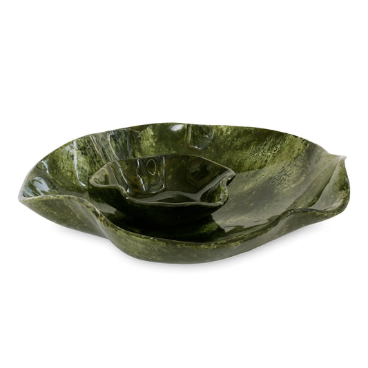 Resin Malachite Bowl with Dip Green