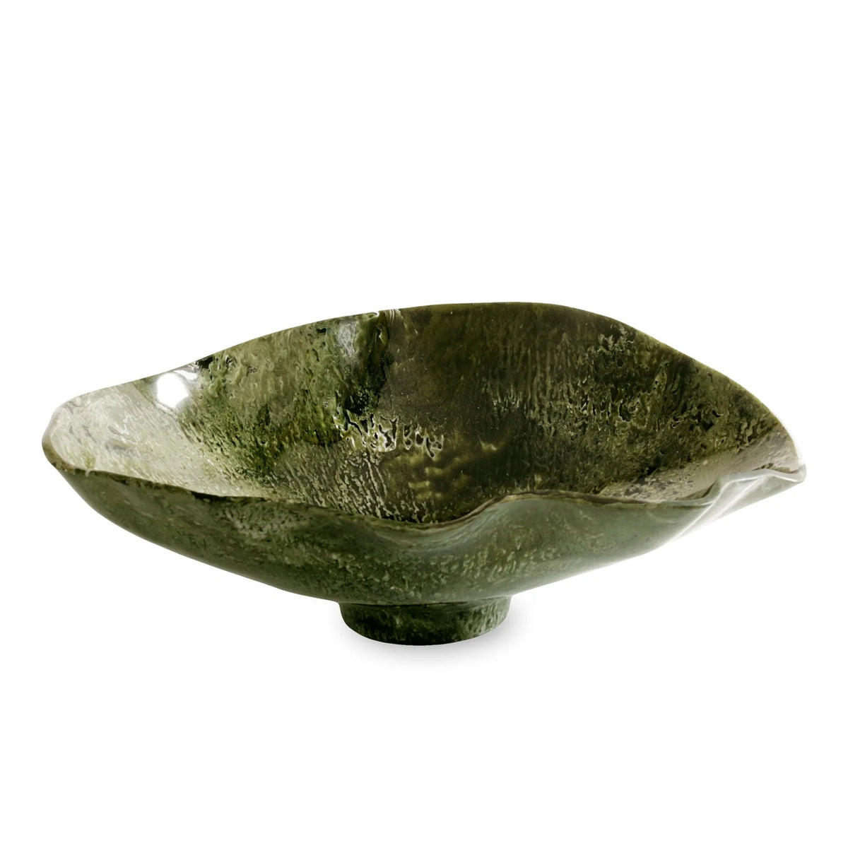 Resin Malachite Large Oval Bowl Green