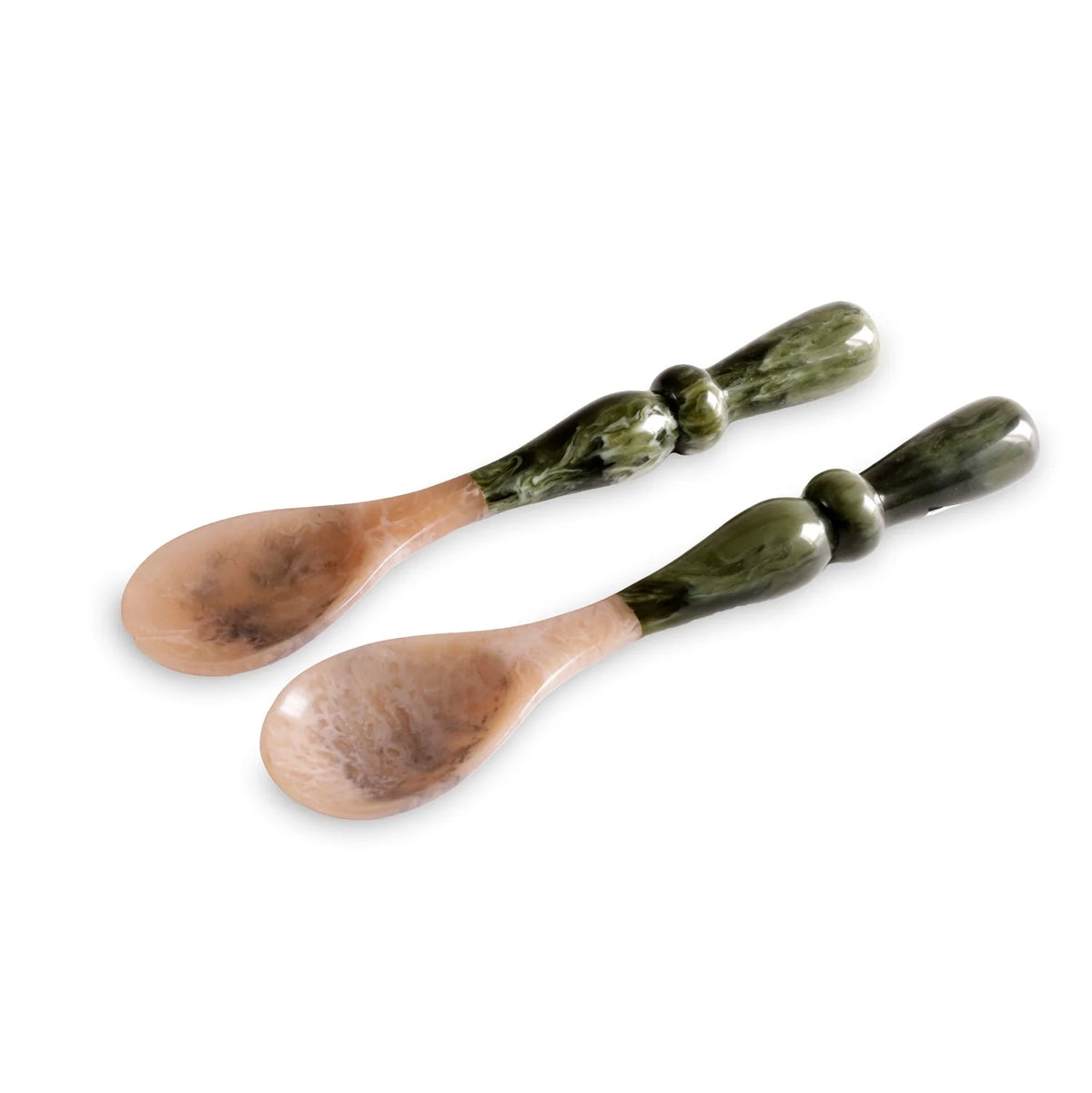 Resin Malachite Salad Servers Green