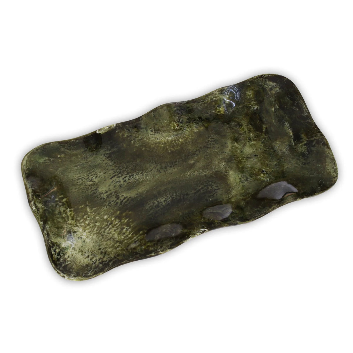 Resin Malachite Long Rectangular Tray Green