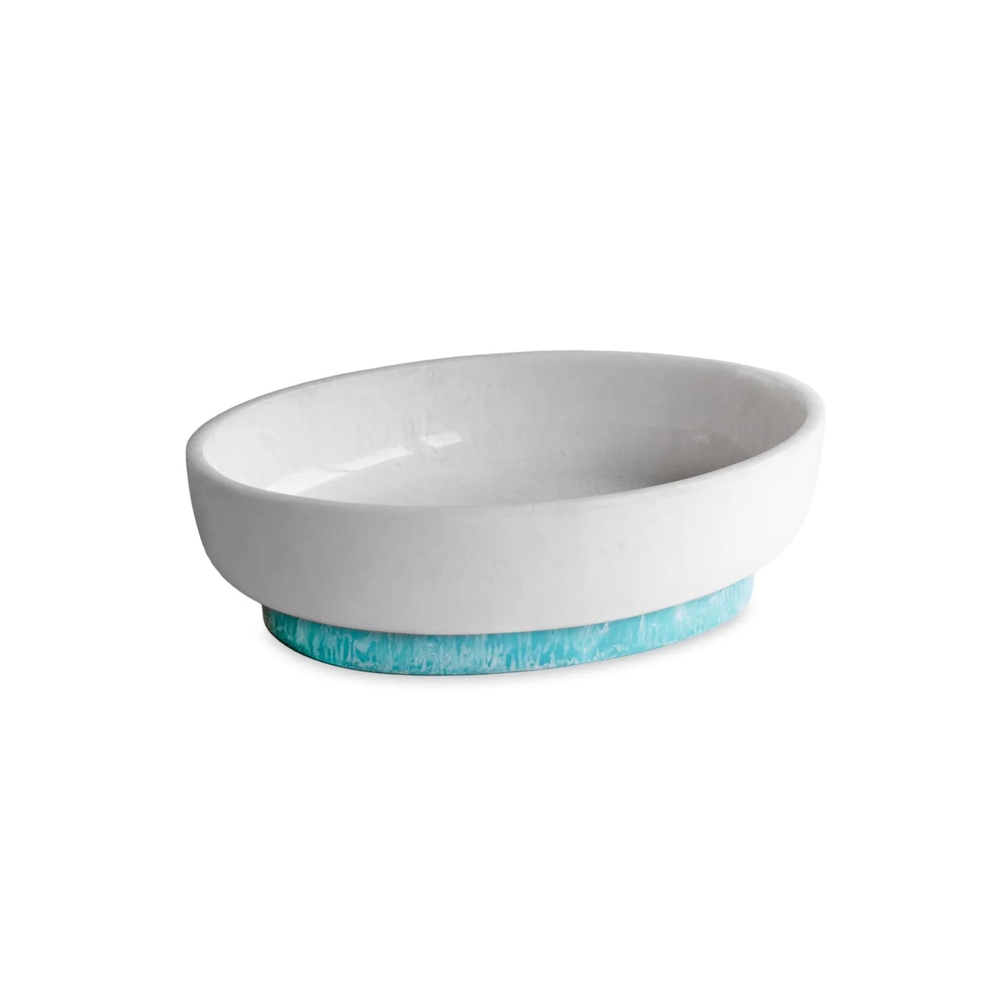 RESIN Rio Large Oval Bowl White Bowl Turquoise Base