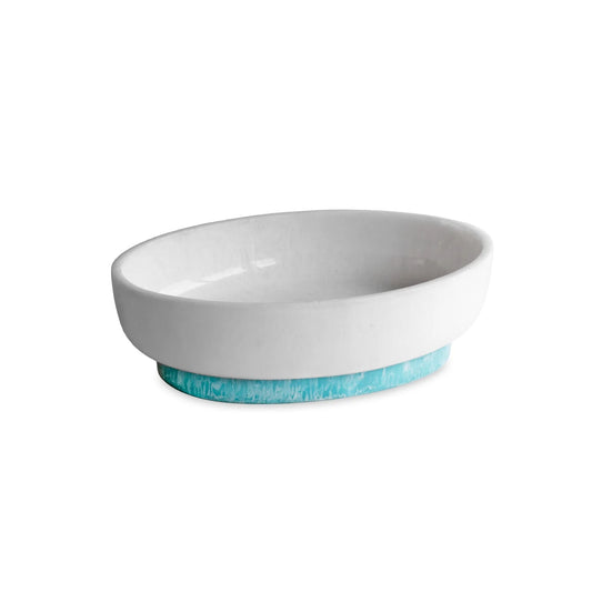 RESIN Rio Large Oval Bowl White Bowl Turquoise Base