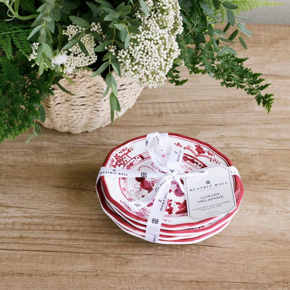 VIDA Faenza Appetizer Plate S/4 Red and White